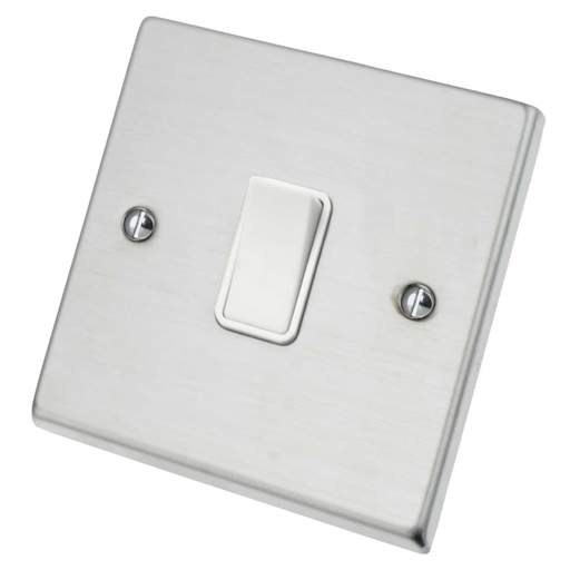 Hamilton Hartland 10A 1 Gang 2 Way Light Switch White Insert Satin Chrome