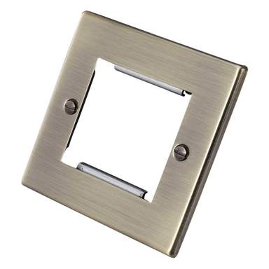Hamilton 1 Gang 2 Module Face Plate with Grid Antique Brass (79EURO2) | CEF