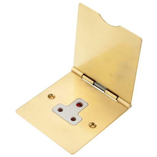 Hamilton 1 Gang 5A Unswitched Floor Socket with White Insert Satin Brass
