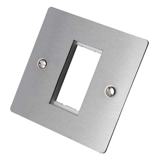 Hamilton 1 Gang 1 Module Face Plate with Grid Satin Steel (84EURO1) | CEF