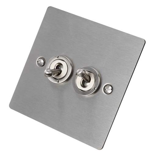 Hamilton 20A 2 Gang 2 Way Toggle Switch Satin Steel (84T22) | CEF