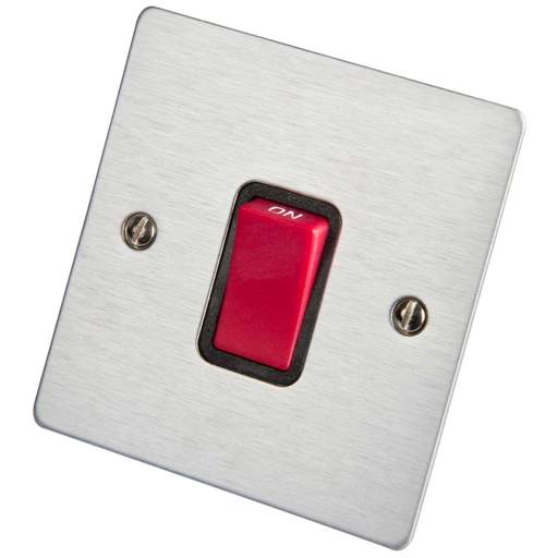 Hamilton Sheer 45A DP 1 Gang Switch Black Insert Satin Chrome