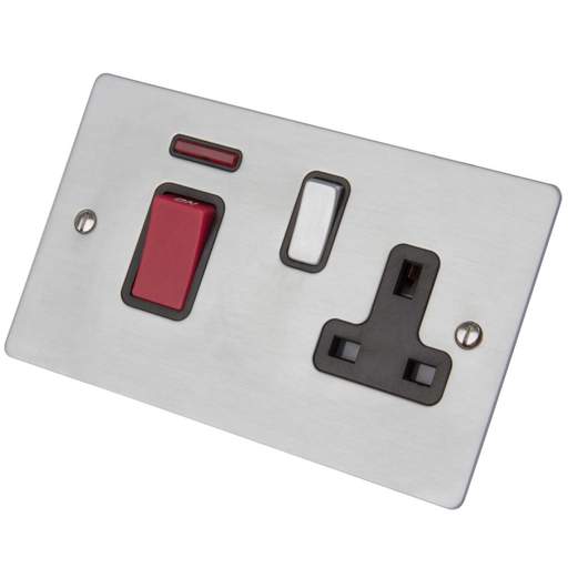 Hamilton Sheer 45A DP Cooker Control Unit with Neon Metal / Black Insert Satin Chrome