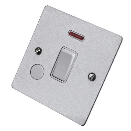 Hamilton Sheer 20A DP Switch with Neon and Flex Outlet White Insert Satin Chrome