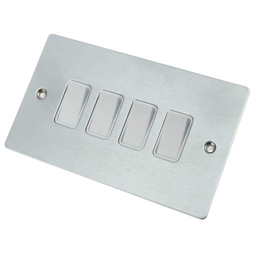 Hamilton Sheer 10A 4 Gang 2 Way Light Switch White Insert Satin Chrome