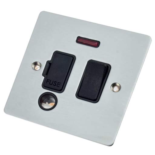 Hamilton Sheer 13A DP Switched Fused Spur with Neon Black Insert Satin Chrome