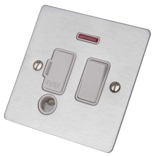 Hamilton Sheer 13A DP Switched Fused Spur with Neon White Insert Satin Chrome