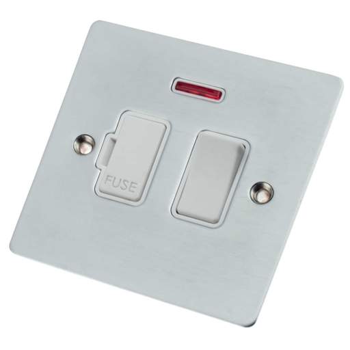 Hamilton Sheer 13A DP Switched Fused Spur with Neon White Insert Satin Chrome
