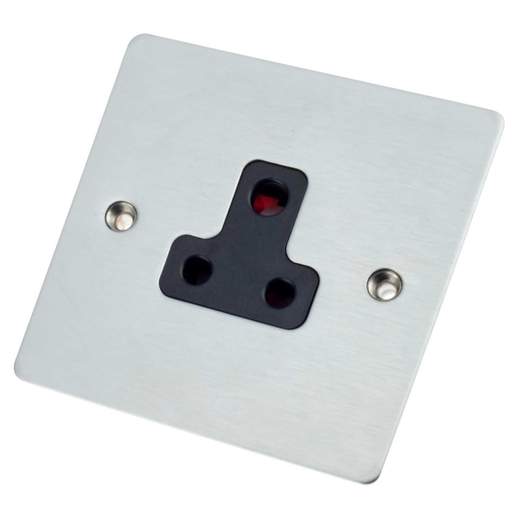 Hamilton Sheer 5A 1 Gang Unswitched Socket Black Insert Satin Chrome