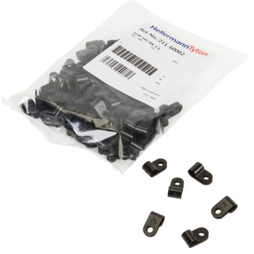 Hellermann 6.5mm Plastic P Clips Black (Pack of 100)