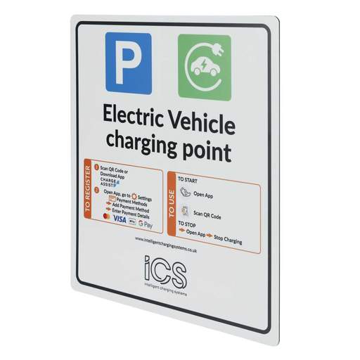 ICS 467mm x 400mm Public Use Pole Mount Reflective EV Charge Point Sign