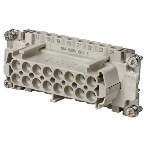Ilme 16A 16 Pole + E Female Insert for Screw Terminal Connectors (1-16)