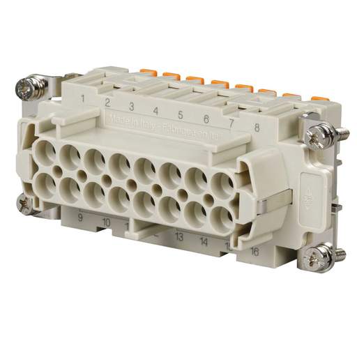Ilme 16A 16P+E Female Insert Spring Terminal Connections