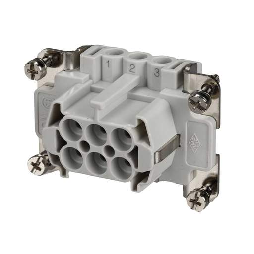 Ilme 6 Pole 16A Female Insert Screw Terminal Connection Grey