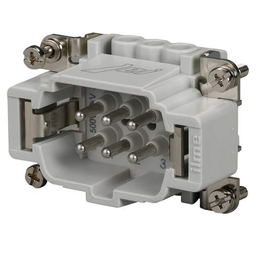 Ilme 6 Pole 16A Male Insert Screw Terminal Connection Grey