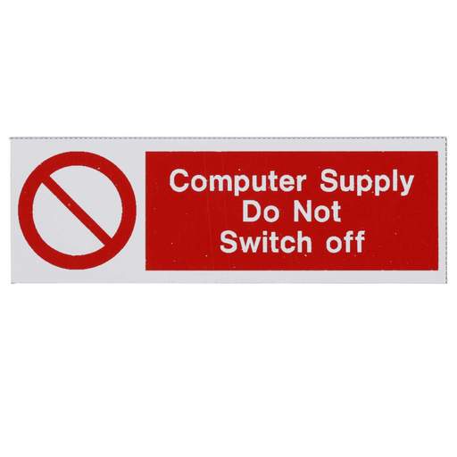 Industrial Signs 75mmx25mm "Computer Supply Do Not Switch Off" Rigid Self Adhesive Label (Sold in 1's)