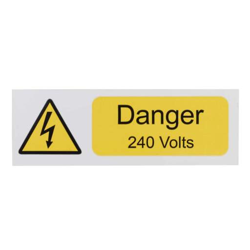 Industrial Signs 75mmx25mm "Danger 240 Volts" Self Adhesive Vinyl Label (Roll of 250)