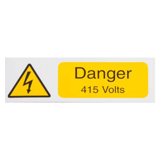 Industrial Signs 75mmx25mm "Danger 415 Volts" Self Adhesive Vinyl Label (Pack of 10)