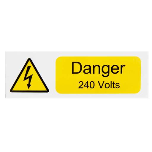 Industrial Signs 75mmx25mm "Danger 240 Volts" Self Adhesive Vinyl Label (Pack of 10)