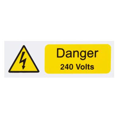 Industrial Signs 75mm x 25mm Danger 240 Volts Label (Pack of 5 ...