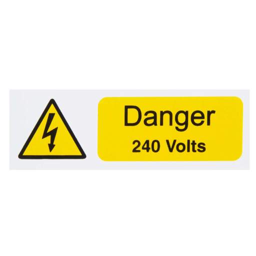 Industrial Signs 75mm x 25mm Danger 240 Volts Label (Pack of 5)