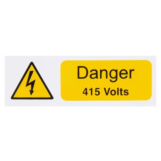 Industrial Signs 75mm x 25mm Danger 415 Volts Label (Pack of 5)