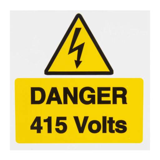 Industrial Signs 75mmx75mm "Danger 415 Volts" Self Adhesive Vinyl Label (Pack of 10)