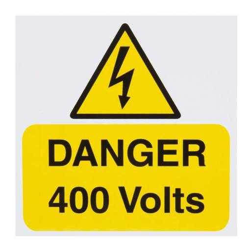 Industrial Signs 75mmx75mm "Danger 400 Volts" Rigid Self Adhesive PVC Label (Pack of 5)