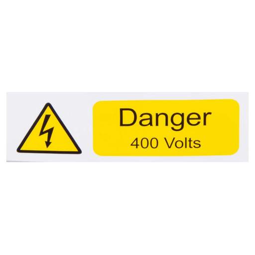 Industrial Signs 75mmx25mm "Danger 400 Volts" Self Adhesive Vinyl Label (Roll of 250)