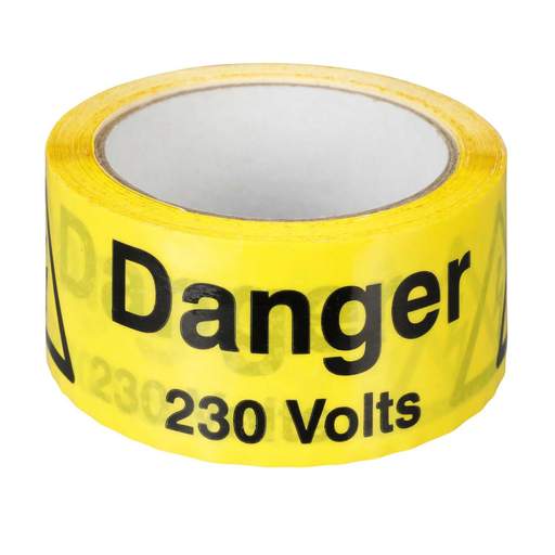 Industrial Signs 48mm x 33m Danger 230 Volts Self Adhesive Warning Tape