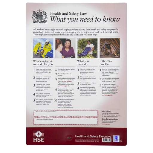 Industrial Signs A2 "Health and Safety Law" Encapsulated Rigid PVC Poster