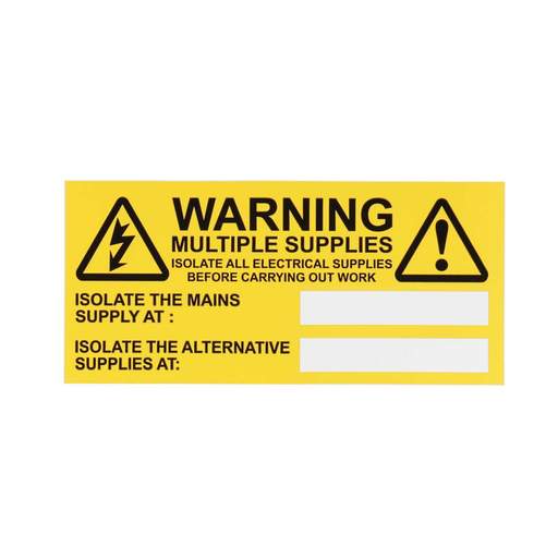 Industrial Signs Warning Multiple Supply Label (Pack of 10)