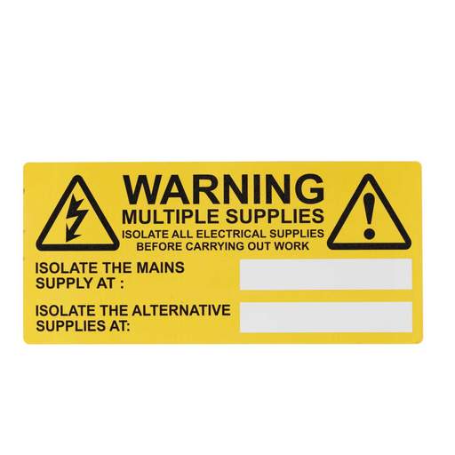Industrial Signs Warning Multiple Supply Labels (Roll of 100)