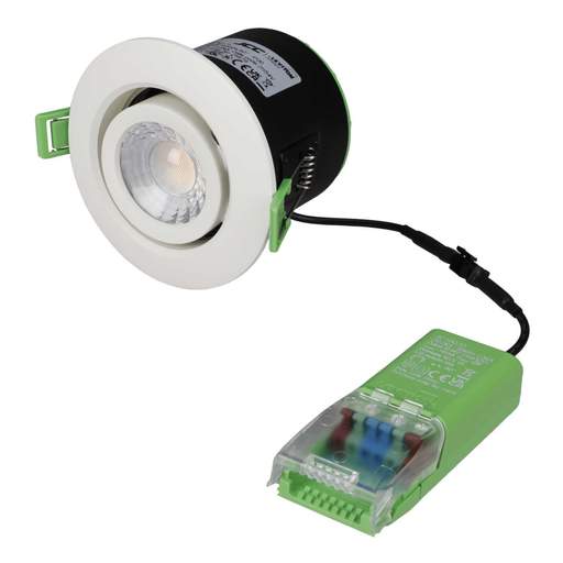 JCC V50 6W LED Fire Rated Colour Selectable Dimmable Tilt Downlight White