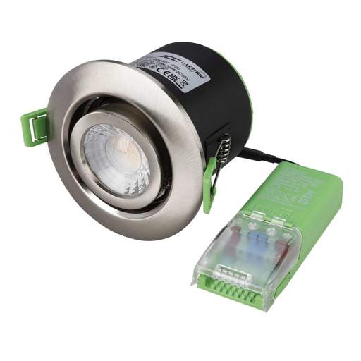 JCC V50 6W LED Fire Rated Colour Selectable Dimmable Tilt Downlight Brushed Nickel