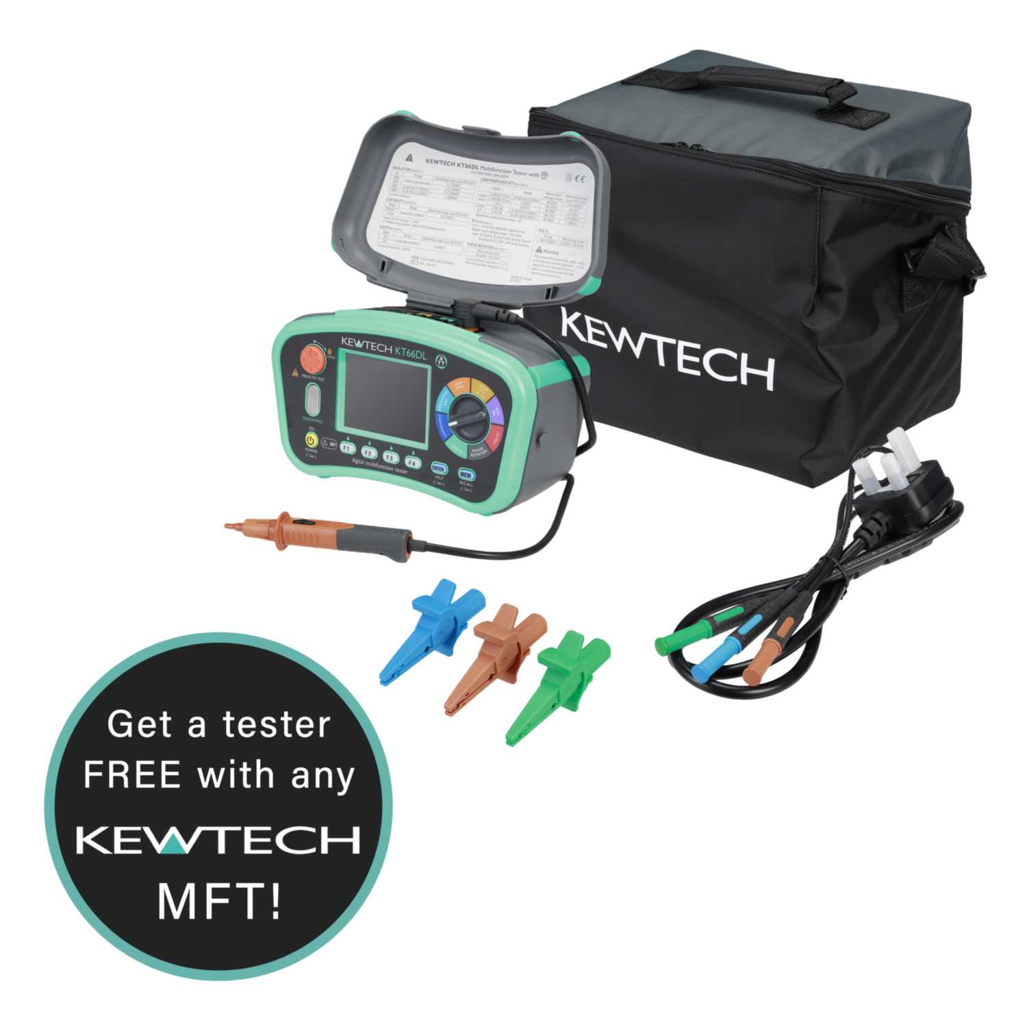 Kewtech KT66DL Multifunction Installation Tester with EVSE