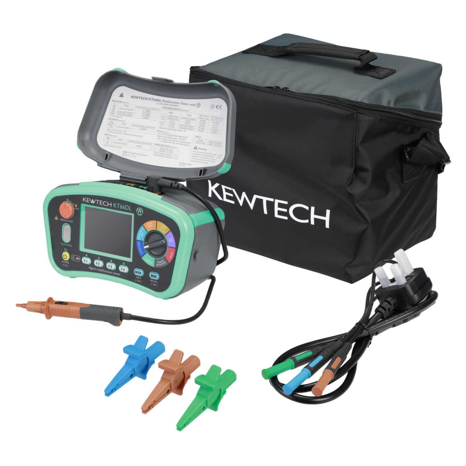 Kewtech KT66DL Multifunction Installation Tester with Earth Spike Kit