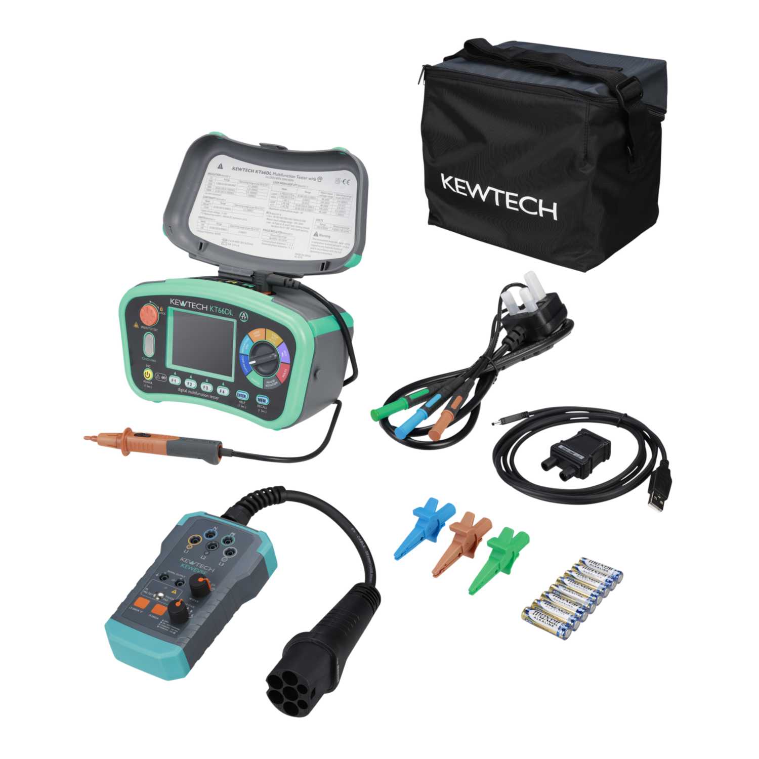 Kewtech KT66DL Multifunction Installation Tester with KEWEVSE EV