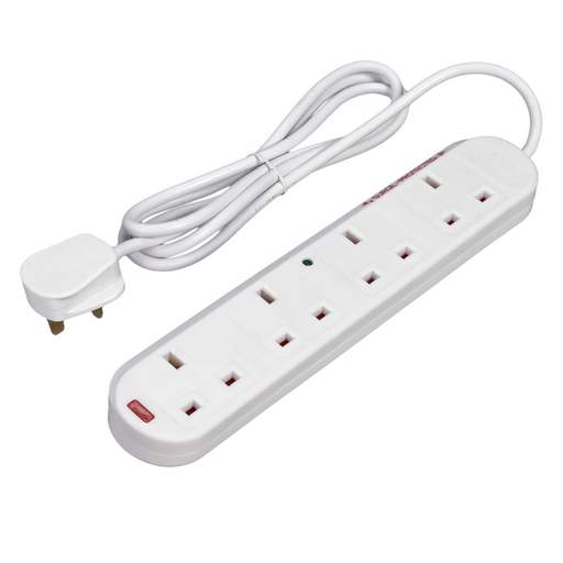 Knightsbridge 13A 2m 4 Gang Surge Protected Extension Lead with Neon White