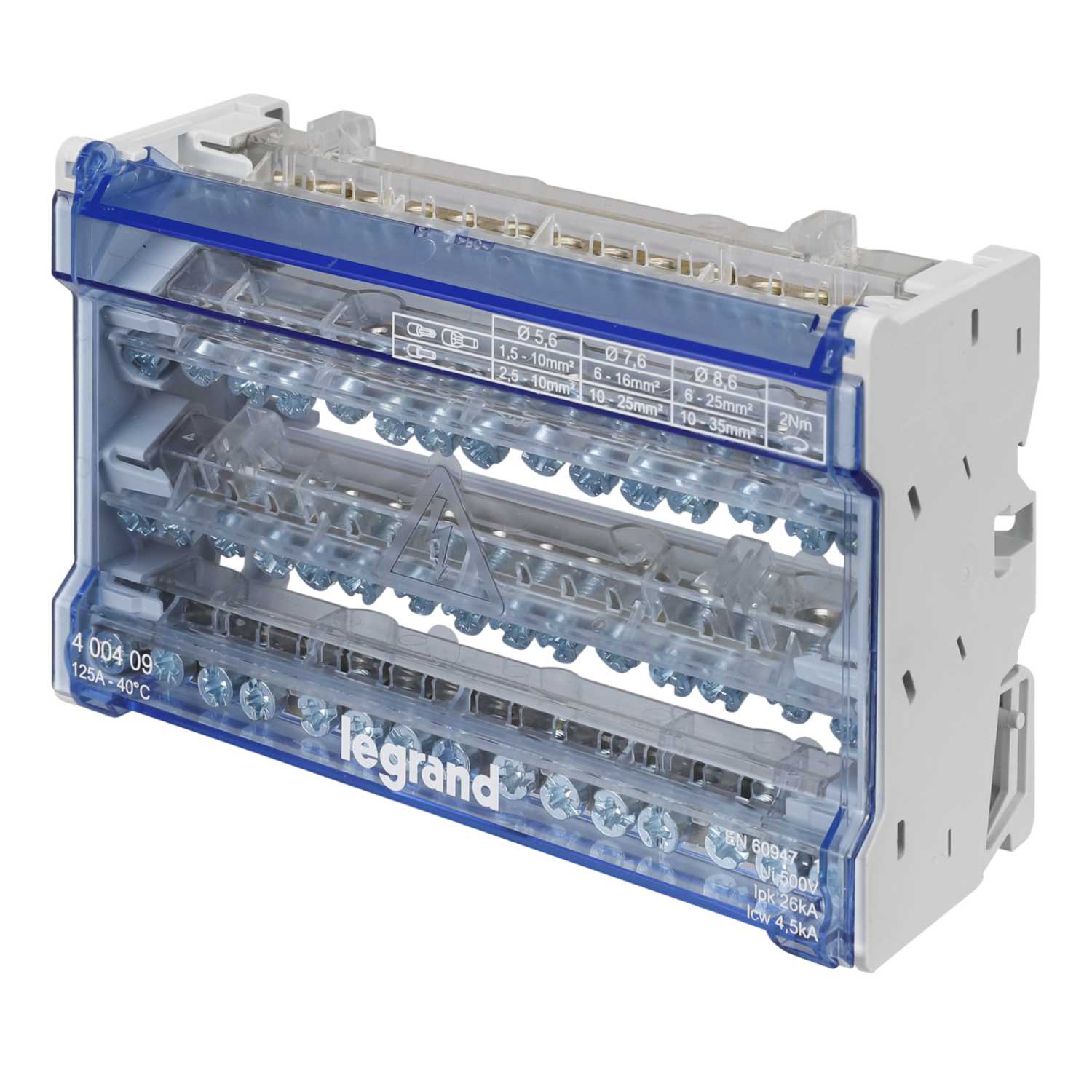 Legrand 125A 4 Pole 8 Module Distribution Block (400409) CEF