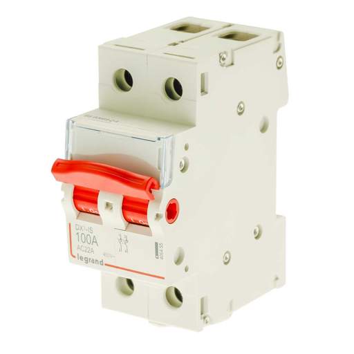Legrand 100A DX3 Double Pole Isolator Red Switch