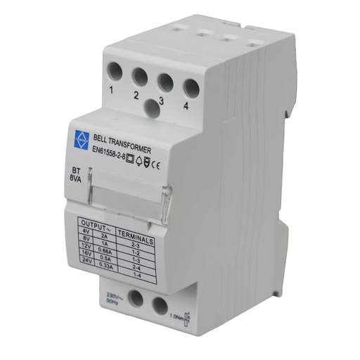 Lewden 230V Bell Transformer 8V/1A 2 Module