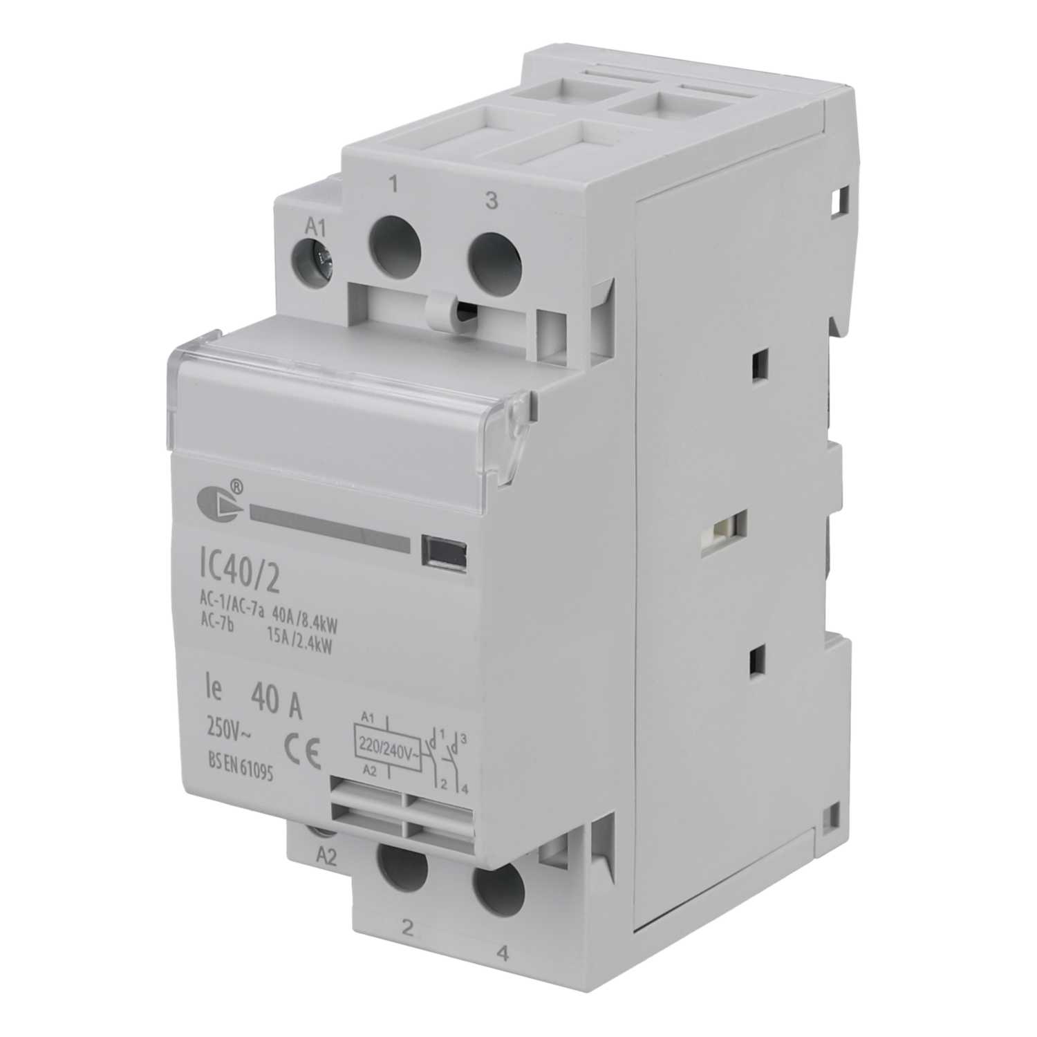Contacteur Manuel 40A 2NA 230V - Pour Circuits électriques, Contact Normalement Ouvert - 8