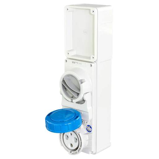 Lewden 63A 2P+E 230V Interlocked Switched Socket IP65
