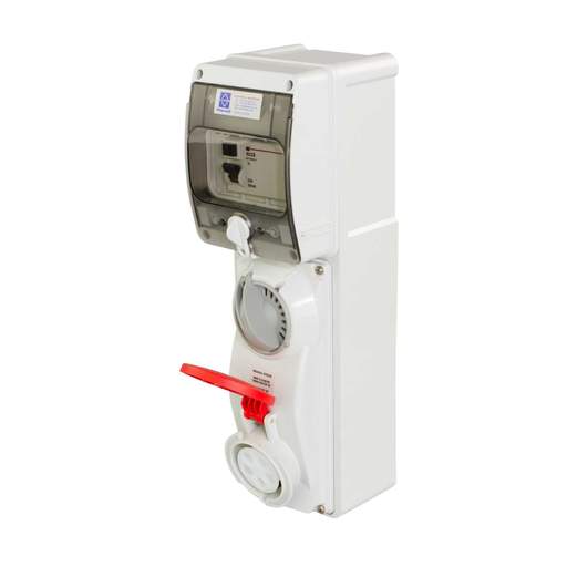 Lewden 16A 3P+N+E 415V Interlocked Switched RCD Protected Socket IP44