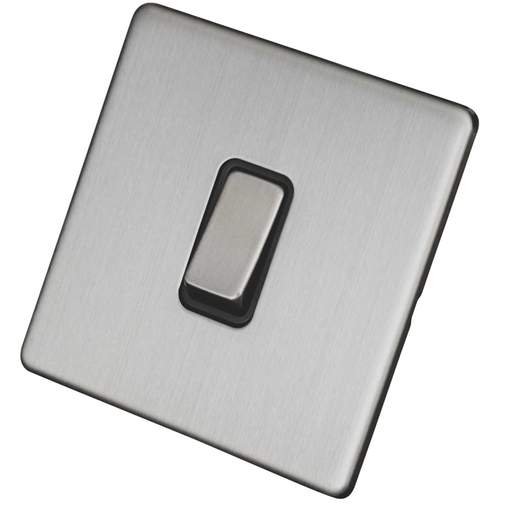 LGA Selectric 20A DP Switch Screwless Grey Insert Satin Chrome