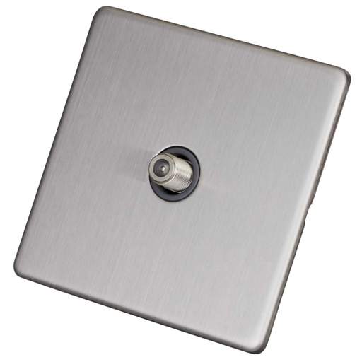 LGA Selectric 1 Gang Satellite Socket Screwless Grey Insert Satin Chrome