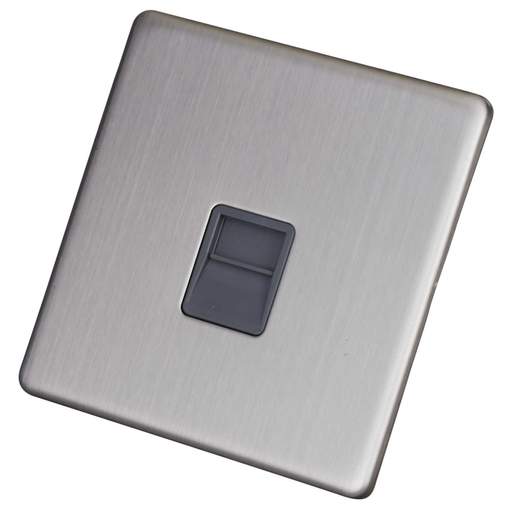 LGA Selectric 1 Gang Secondary Telephone Socket Screwless Grey Insert Satin Chrome