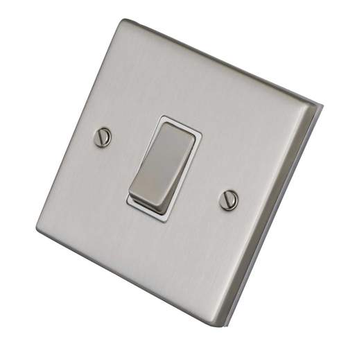 LGA Selectric 7M-Pro 10A 1 Gang 2 Way Switch Metal / White Insert Satin Chrome