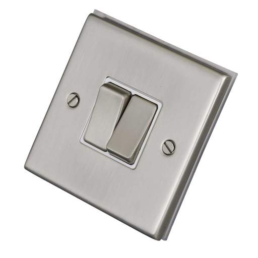 LGA Selectric 7M-Pro 10A 2 Gang 2 Way Switch Metal / White Insert Satin Chrome